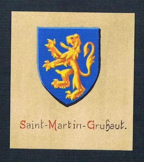 19./20. Jh. - Escudo de armas Saint-Martin-Gruhaut escudo de armas acuarela heráldica