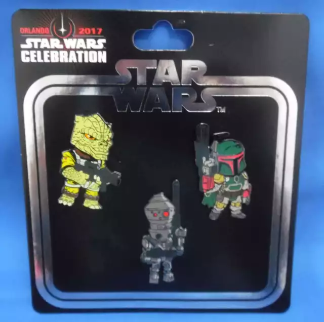 Star Wars Celebration Orlando 2017 Exclusive Pin Set Boba Fett IG-88 Bounty