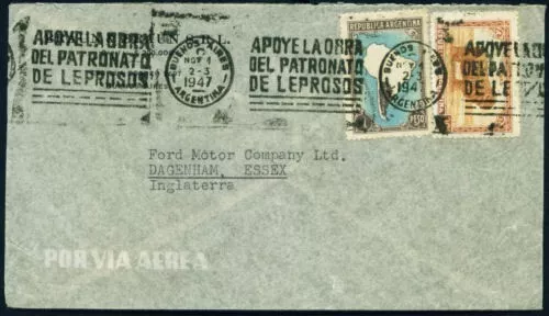 Argentina 1947 cover from Buenos Aires to "Ford Motor Co." Dagenham, UK.