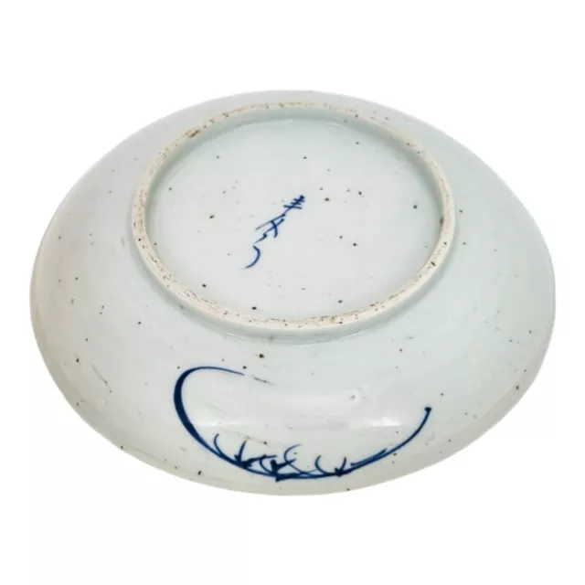 Antique 1860's Tongzhi signed Chinese export blue white porcelain koi carp bowl 3