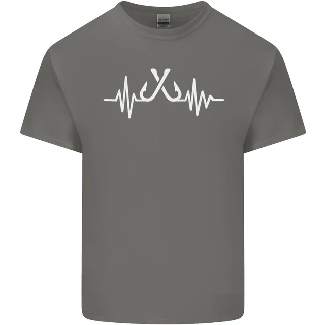 T-shirt top Pulse Fishing divertente pescatore ECG da uomo cotone 5