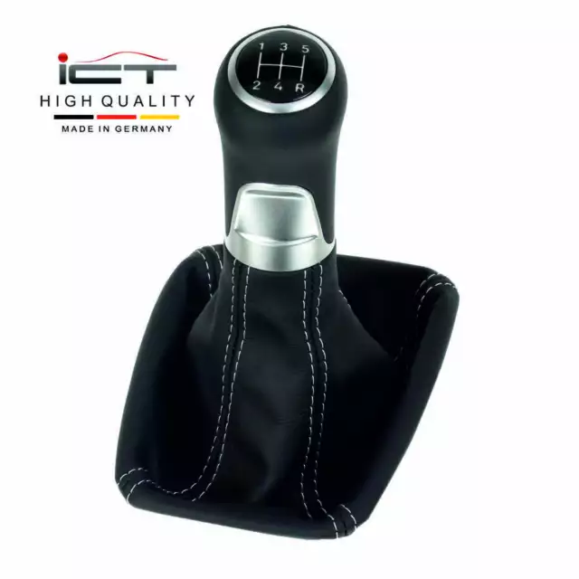 Pomo de cambio funda palanca cuero por Audi A4 B5 Typ 8D Facelift hilo plata B61