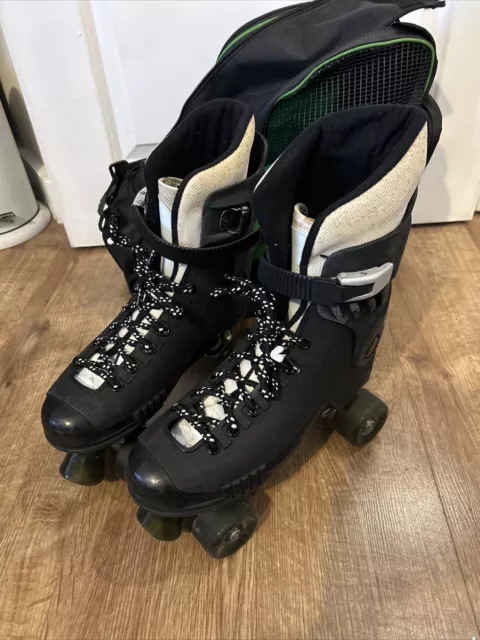 Holy Sport Raptor Quad Roller Skates - Size 8 UK - Black (Junior) With Carry Bag