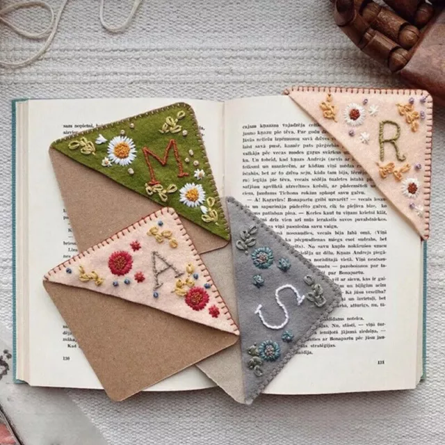 Bookmark Hand Bookmark Personalized Stitched Corner Embroidered Felt Hand Letter