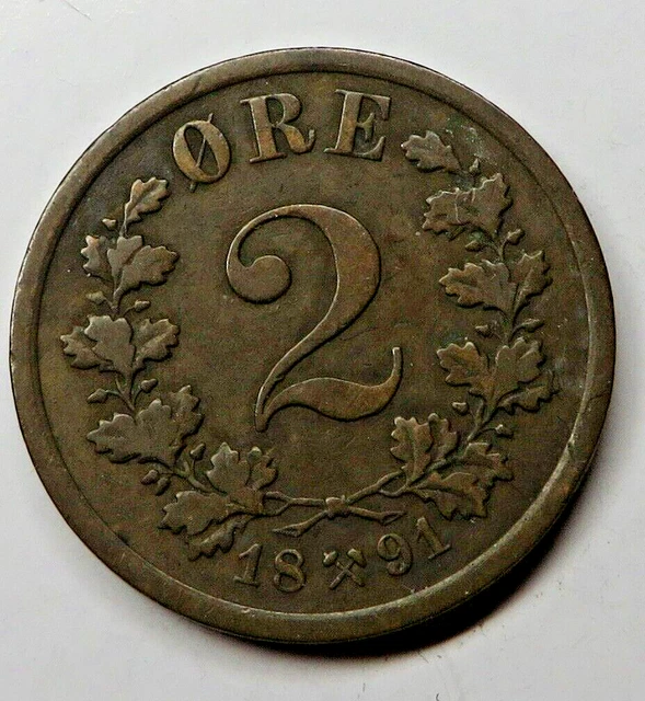 Norway 2 Ore 1891 Bronze KM#353