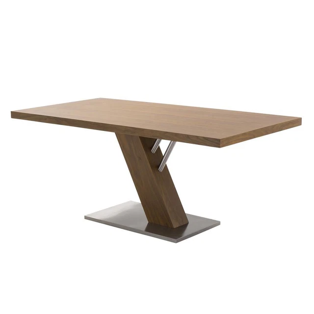 Armen Living Fusion Contemporary Dining Table In Walnut Wood Top and...