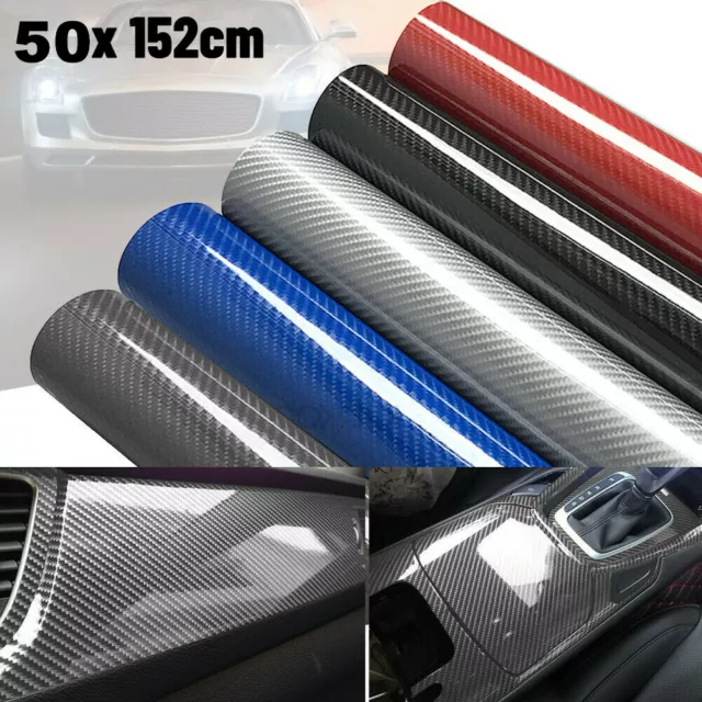 7D Car Interior Wrap Sticker Glossy Carbon Fiber Vinyl Film Car Auto Accessories