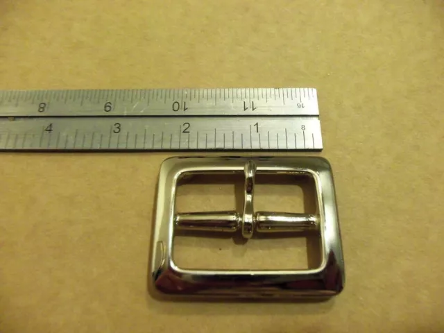 1 3/4" Nickeled Solid Brass Square Middle Bar Belt Buckle