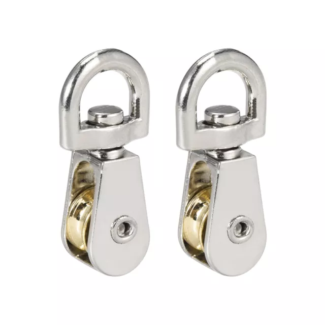 Lifting Crane Swivel Hook Single Pulley Block Hanging Wire Towing Wheel 2pcs