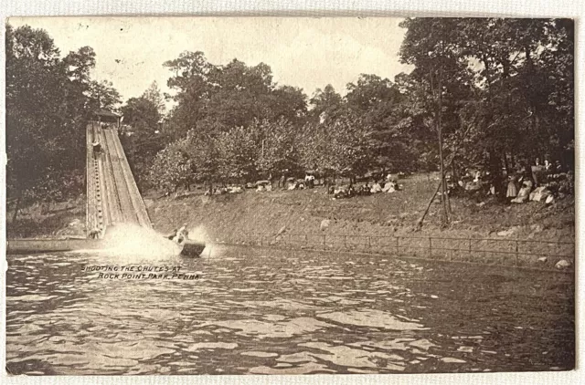 Shoot the Chutes at Rock Point Park PA. ~ Lake Water Flume 1910 Postcard