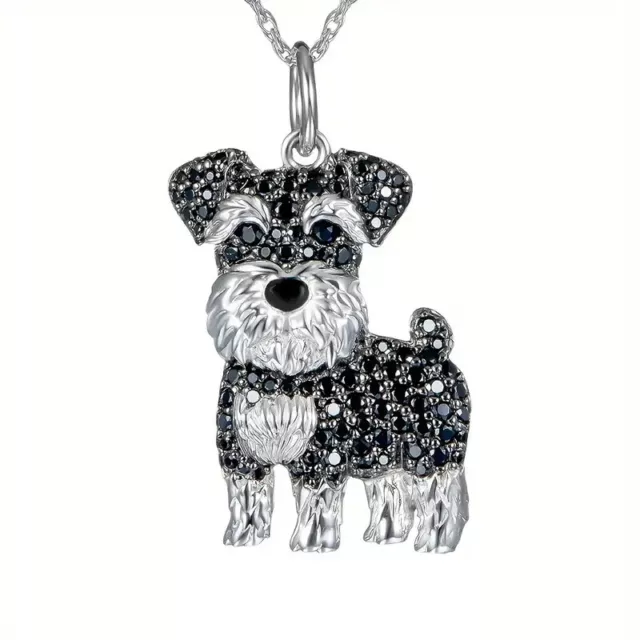 Cute Schnauzer Black White Rhinestone Pet Pendant Necklace Creative Dog Hot New