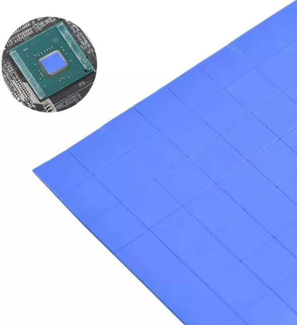 Pad termico, 100 Pezzi 10 x 10 x 1mm Thermal Pad in Silicone Blu per CPU GPU