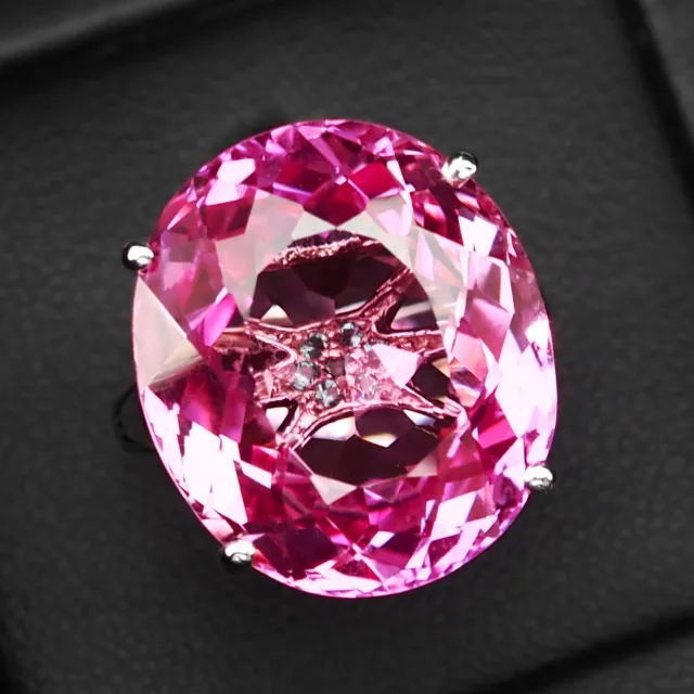 26.80Ct Stunning Pink Tourmaline 925 Sterling Silver Handmade Engagement Rings