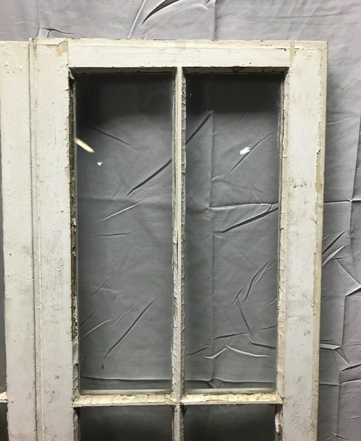 Antique Pair 6 Lite Casement Window 16x61 Vintage Shabby White Old Chic 159-23B 9