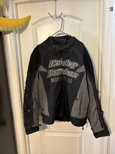 Harley Davidson Motorcycle Men’s Black Zip Up Jacket Size Large Riding