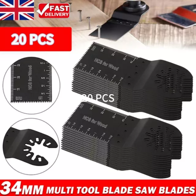 20PCS Oscillating Saw Blades Set Carbide  Multi Tool Blade Wood Metal Cutter UK