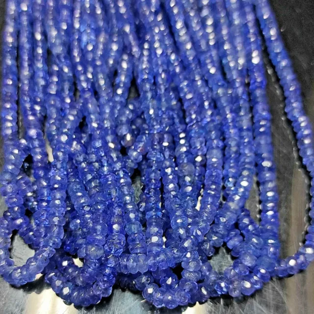 Tanzanite Faceted Beads Natural Gemstone Rondelle 3-4mm 6" 1 Strand 113-157