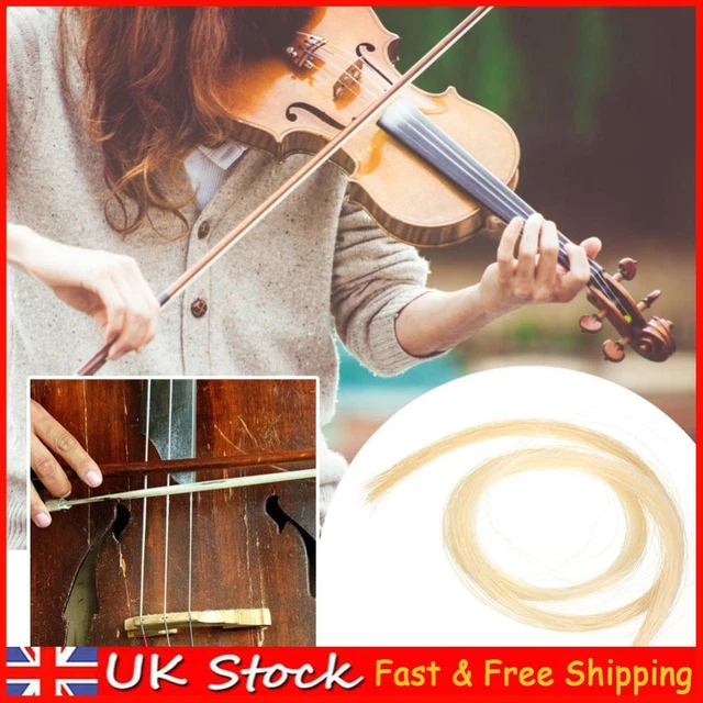 2 Hank Universal Yellow+White Stallion Horse Hair for Violin Bow Instrument Part