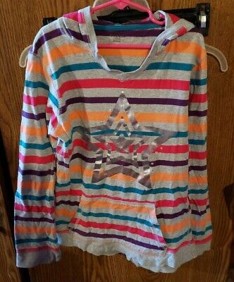 Girls Falls Creek Multi-Colored Striped Hoodie Silver Star Size Large 10-12