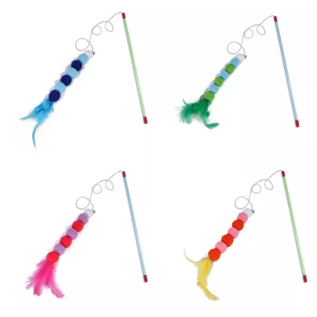 Chat Jouer Plume Teaser Baguette Jouet Bâton Interactif Chaton Pet Fun Fil R