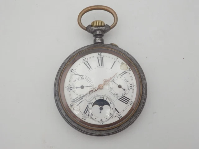 Montre Gousset Demi-lune Signée V. Seguin Fin 19ème - Pièce Rare Mécanique Avec Support