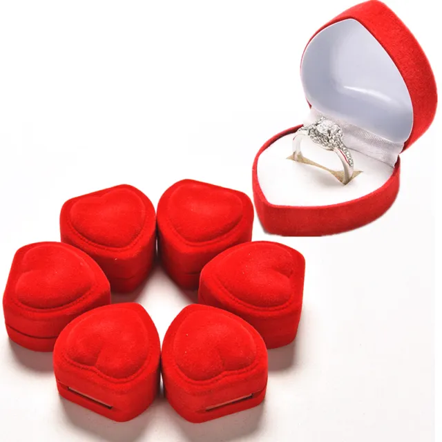 Scatola ad anello alla moda a forma di cuore rosso amore cuore scatola portaoggetti gioielli scatola display D'EL