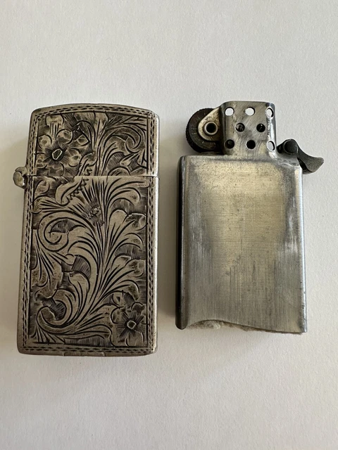 Vintage Sterling Silver Lighter Zippo Insert 4 Barrel