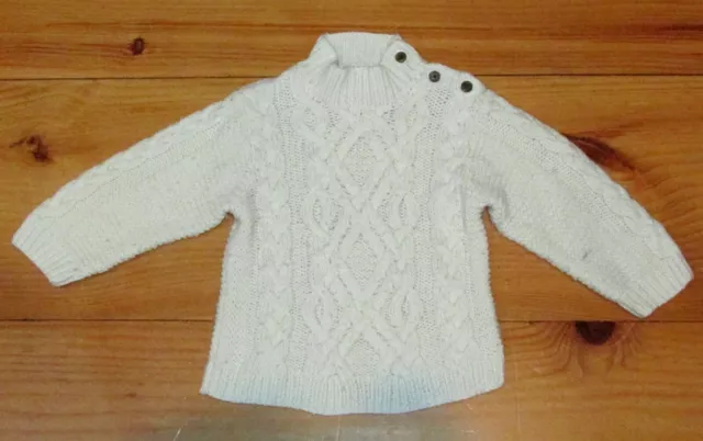 Baby GAP Toddler Boy Cable Knit Sweater 3 Years Ivory Cream Long Sleeve Pullover