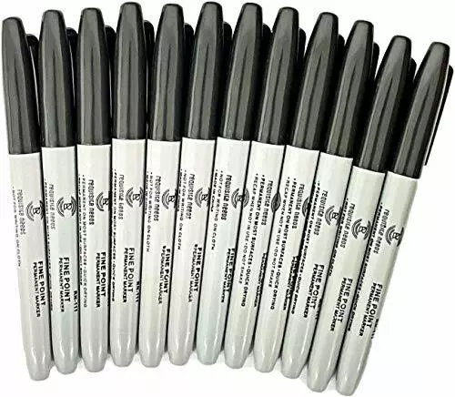Black Bold Point Tip Permanent Marker Pens Pack of 12