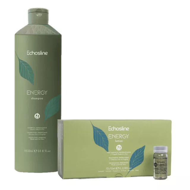 ECHOSLINE Kit Energy shampoo 1000ml + Flacons 12x10ml