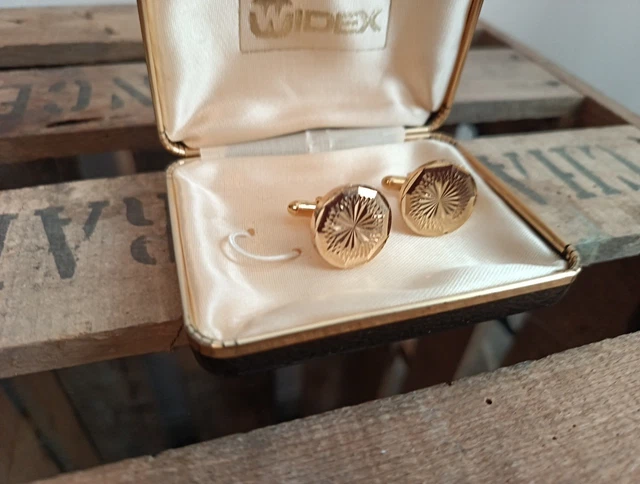 Boutons De Manchette Vintage Dorés Gravés HR Et Patent - Accessoire élégant Pour Chemise Homme