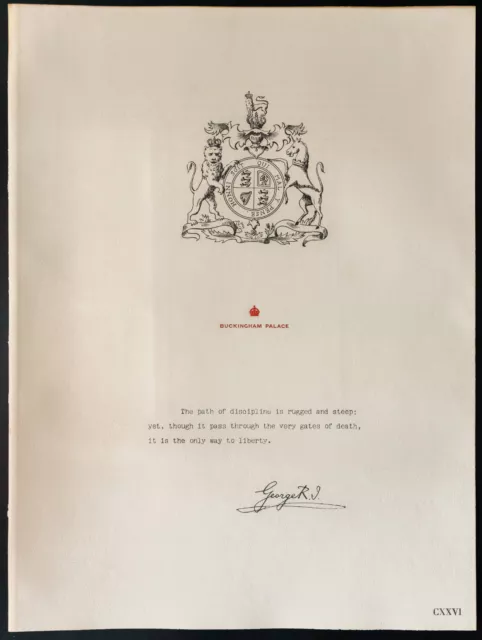 1926 - Lithographie citation de George V - british king - WW1