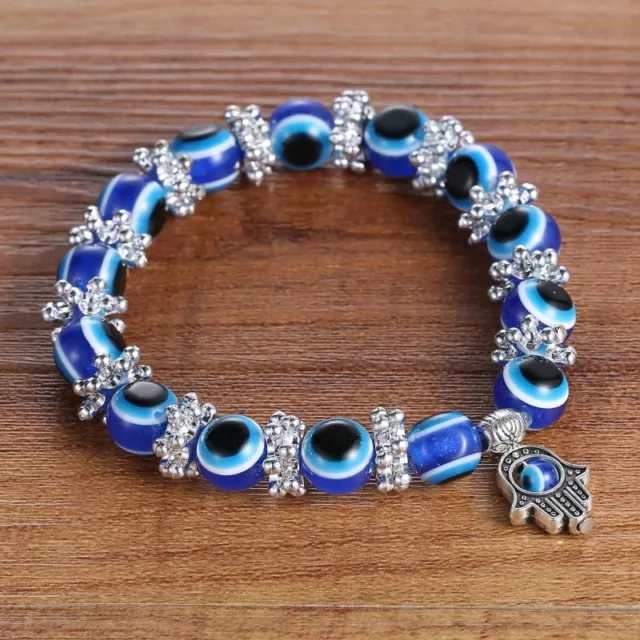 Good Luck Blue Turkish Evil Eye Bead Protection Bracelet Bangle Fashion Women