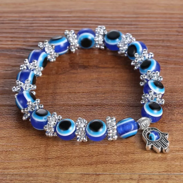 Unique BLUE Evil Eye Bead Protection Good Luck Bracelet Jewellery Turkish Hand