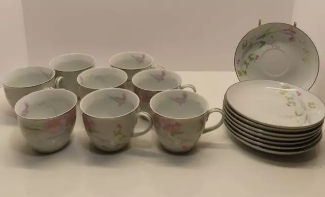 Mikasas Couture Fine China "Pretty Bouquet" Cups (8) and Saucers (8)