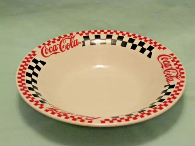 Vintage Gibson Coca-Cola Soup Salad Bowls Red Black Checkered LOT OF FOUR (4) 3