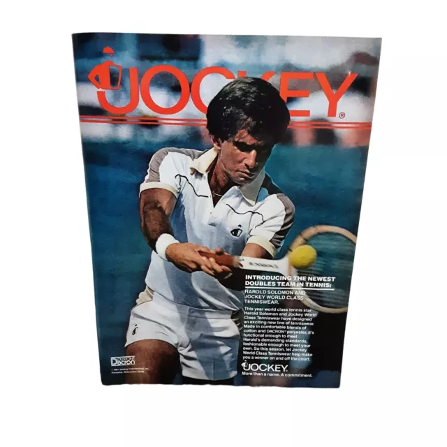 1981 Jockey Tennis Wear Harold Soloman Tennis Pro Ad Vintage