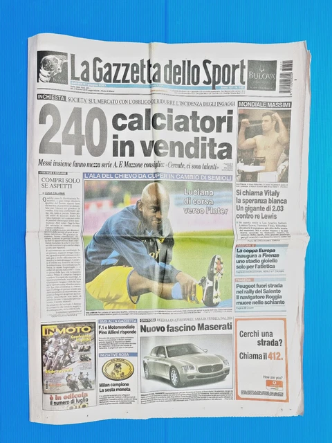 Gazetta Dello Sport Du 1er Juin 2001 – Édition Historique Avec Pantani, Garzelli, Lazio