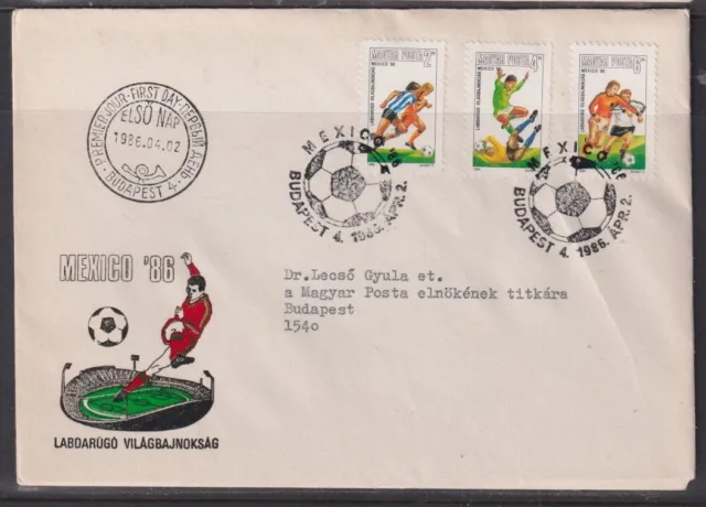 Hungary 1986 World Cup Football  First Day Cover - addressed