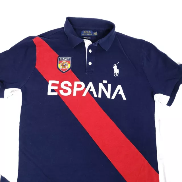 POLO RALPH LAUREN Shirt Mens XL Blue Red Slim Fit Team Spain Logo ...