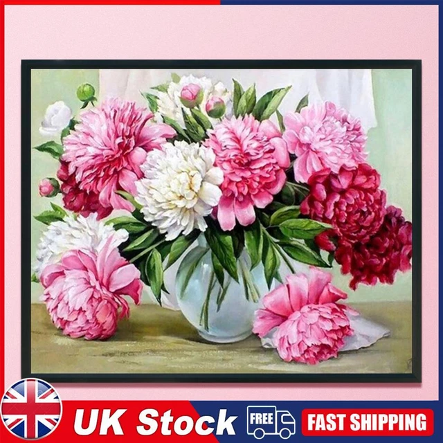 Peony Full Cross Stitch 11CT Cotton Thread DIY Printed Embroidery Art Kits Gifts