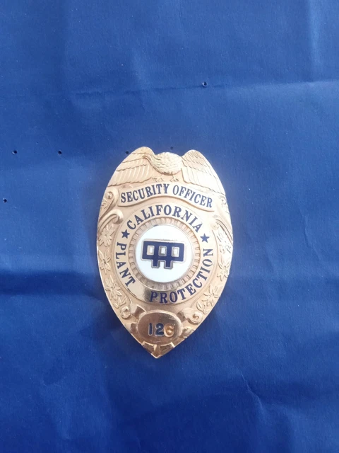 VTG Security Officer Badge California Plant Protection Gold tone low badge # 126