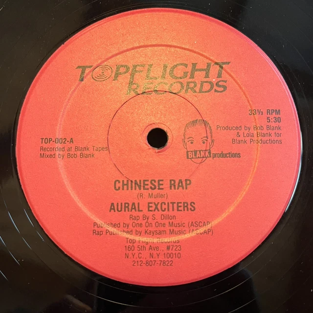 RARE AURAL EXCITERS Chinese Rap / 33 Single Vinyl Top Flight Records
