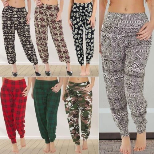 Donna Harem Ali Baba Lungo Pantaloni Donna Largo Harem Leggings Stampati