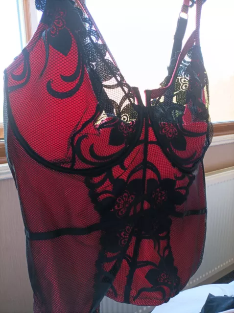 Burlesque Red And Black 46E Bra/Top  Figleaves Curve Very Lacy N Sexy Stunning