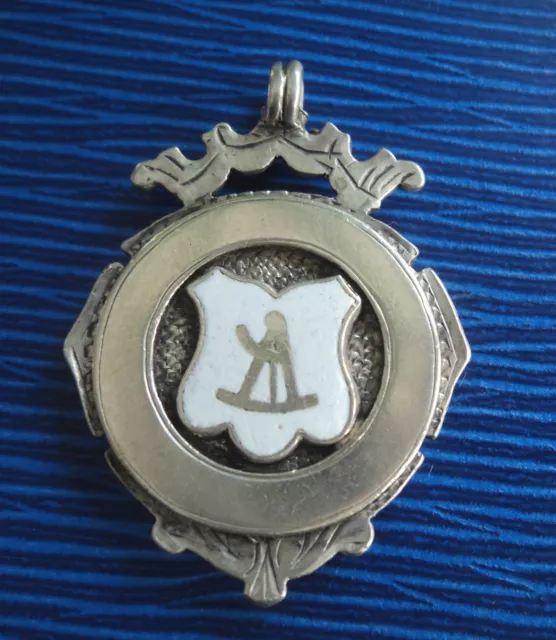 Vintage Sterling Silver & Enamel Masonic Fob Medal / Pendant h/m 1909 Birmingham