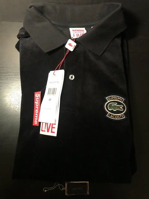 SUPREME LACOSTE LIVE Velour POLO MEDIUM Black Hoodie Jacket Hat 8 - PicClick