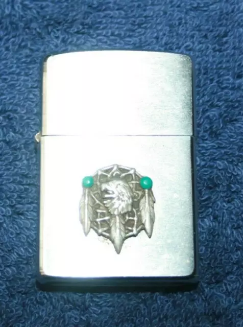 2001 Zippo Southwestern Turquoise Eagle Headdress Dream Catcher Metal Lighter