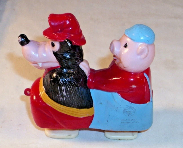MARX WALT DISNEY Three Little Pigs & Big Bad Wolf Ramp Walker Toy EUR