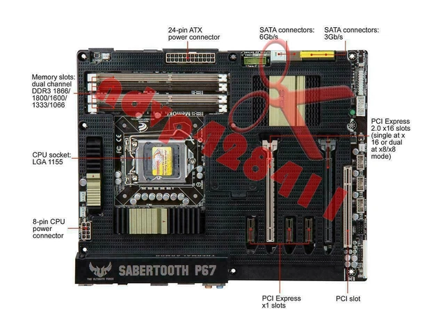FOR ASUS SABERTOOTH P67 Motherboard ATX Intel DDR3 LGA 1155: P67 VGA ...